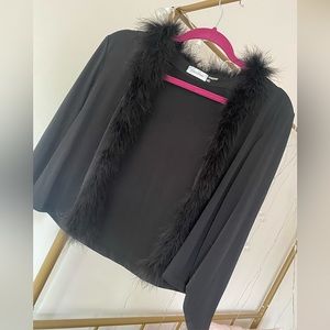 Feather trim shrug